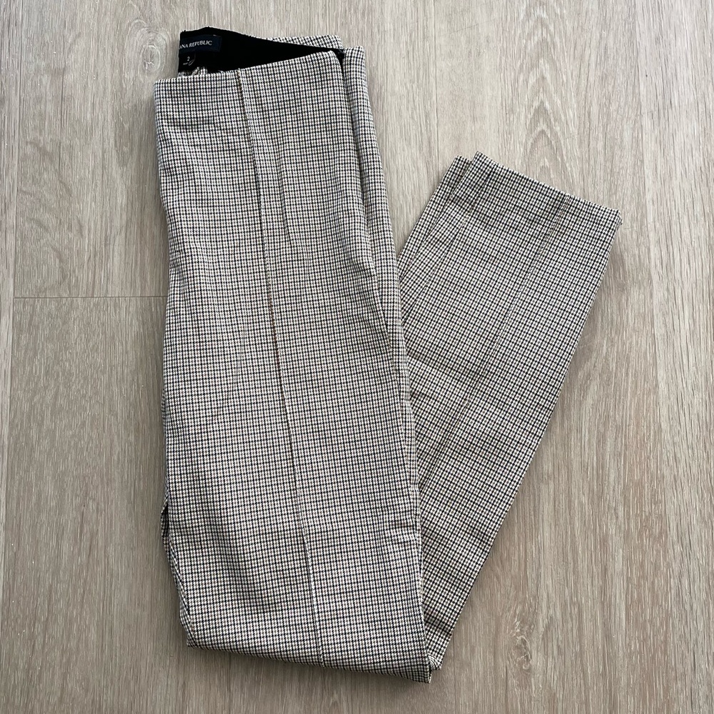Banana Republic Black and Tan Patterned Ankle Length Legging-Like Work Pants